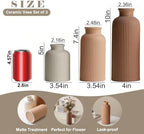 Large Modern Ceramic Vase Set, Coffee Ribbed Matte Design, 3-Piece Decorative Vases for Home, Living Room, Office (XL Coffee Mix) - Image 7