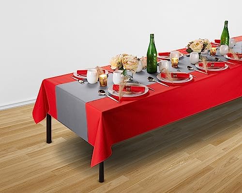 Disposable Table Runner for Dining Table, 16" 20-Pack Linen-Like Grey Paper Table Runners for Party, Wedding Or Event - Image 6