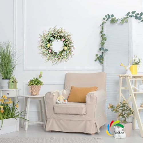 20" Easter Wreath – Pink, Green Yellow Berry & Egg Wreaths for Front Door, Spring Easter Wreath Door Decor Outdoor Indoor - Image 3