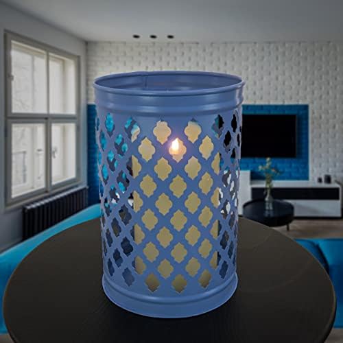 Lantern Candleholder, Ice Melt Blue, Modern Design and Finish, 12 Inches - Image 2
