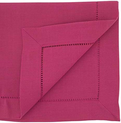 SARO LIFESTYLE Classic Hemstitch Table Runner - Elegant Everyday Table Runner with Textured Fabric and Hemstitched Border for Dining Tables and Formal Entertaining, 16"x72", Fuchsia - Image 2