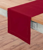 Solino Home Cotton Linen Table Runner Red, Hemstitch Collection 14 x 90 in - Image 2