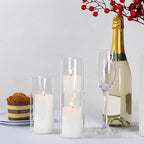 72 Pcs Pillar Candles and Glass, 2.6'' X 4.7'', 5.9'', 7.9'', White - Image 6