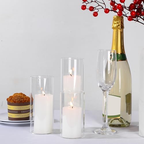 72 Pcs Pillar Candles and Glass, 2.6'' X 4.7'', 5.9'', 7.9'', White - Image 6