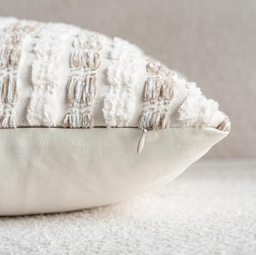 Caflife Beige Striped Chenille Boho Throw Pillow Covers 22x2 Inch Set of 2 - Image 5