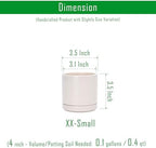 D'vine Dev Set of 4 Small Ceramic Plant Pots, 3.5 Inch Succulent Planter Pot for Plants with Drainage Hole and Saucer, Oatmeal, 94-X-A-8 - Image 2