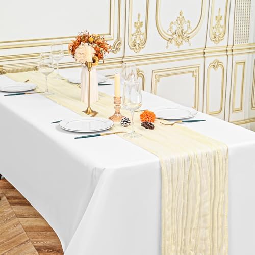 24 Pack Ivory 10Ft Cheesecloth Table Runner - Image 4