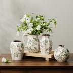Ceramic Flower Small Vase for Home Decor, Vintage Green Mini Vase Set of 4 - Image 2