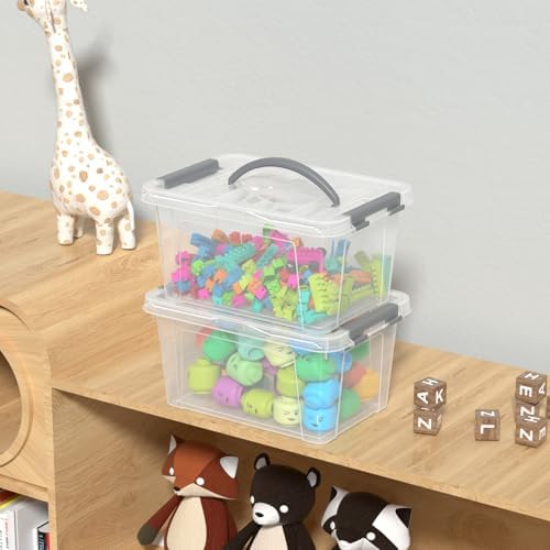 6L Clear Storage Latch Bins, 6-Pack Organizer Box with Handle - Image 3