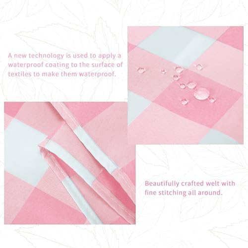 Cupuamon Fabric Checkered Table Runner 6 Pack Waterproof Gingham Table Runner 14W x 108L Buffalo Check Table Runners for Parties Kitchen Dining Wedding Banquet (Pink and White) - Image 2