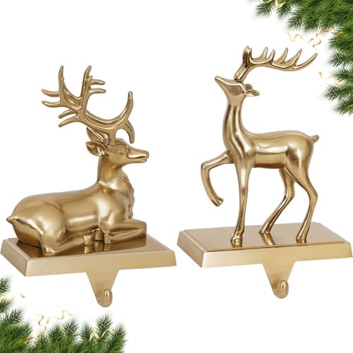 Christmas Stocking Holders for Mantle 2 Reindeer Stocking Hangers by HEALSTOK