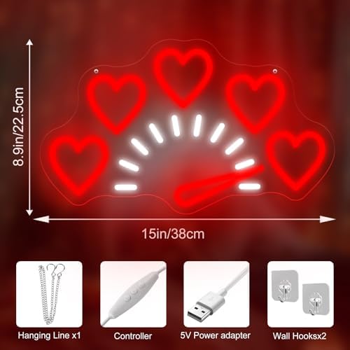 Love Heart Neon Sign Gauge Shape LED Light, USB Powered Neon Lamp Dimmable - Image 6