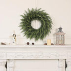 24" Artificial Lifelike Touch Cedar Christmas Wreath for Front Door Decor - Image 5