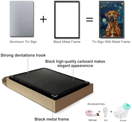 Metal Sign Vintage Tin Sign Rhodesian Ridgeback Starry Night Ridgeback Majestic Ridgeback in A Night Sky for Home Safari and Seasonal Displays Waterproof Aluminum 12×16 Inches with Metal Frame - Image 7