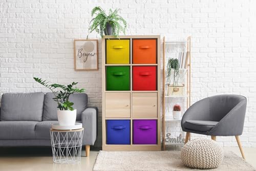 Sorbus 6-Pack Fabric Storage Cubes (11 Inch, Deep Rainbow) - Image 2