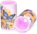 ALAZA Blue Butterflies Sunflowers Flickering Flameless Candles Battery Operated with Remote Timer,Tea Light Candles LED Pillar Votive Candles Set of 2 for Outdoor Indoor Decorations - Image 2