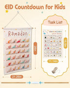 Swooflia Ramadan Countdown Calendar for Kids - 2026 EID Advent Days Empty Pockets with Good Deeds List for Islamic Muslim Mosque Mubarak Home Decorations Gifts Decor for Home Wall زينة رمضان - Image 2