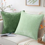 decorUhome Chenille Sage Green Velvet Throw Pillow Covers 20x20 Set of 2 - Image 4