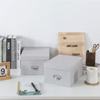 Soul & Lane - Gray Stacking Storage Boxes with Label Holders, Set of 2 - Image 4