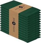 Native Fab 100% Cotton Cloth Napkins, Set of 12, Hemstitched Corners, 18x18 inch, Soft, Durable, Absorbent, Reusable, Premium Hotel Quality - Events, Lunch, Table, Dinner Napkins - Forest Green by NativeFab