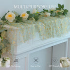 Snowkingdom 6Pcs 10Ft Sage Gold Gauze Sheer Table Runner - Image 6
