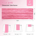12 Pack Rose Pink Cheesecloth Table Runner 120 Inch Boho Wedding Decor - Image 2