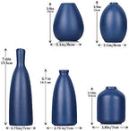 Blue Ceramic Vase - Set of 5 Blue Bud Vases, Modern Farmhouse Navy Blue Decorative Vases for Home, Office, Living Room, Table Decor - Ideal Centerpieces for Flowers, Shelf and Fireplace Accents - Image 2