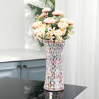 Mosaic Glass Vase, 12 Inch Beautiful Pink and Gold Mosaic Vase - Image 5