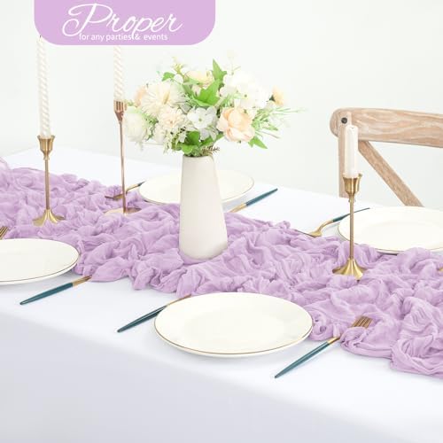 20 Pack Lavender Cheesecloth Table Runner 120 Inch 10FT Rustic Boho Gauze Cheese Cloth Table Runner for Wedding Party Baby Shower Thanksgiving Christmas Decoration - Image 4