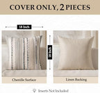 ANRODUO Boho Decorative Throw Pillow Covers Gray Stripe 18x18 Pack of 2 - Image 4