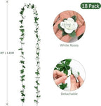 18 Pack 144 FT Artificial Flower Garland Fake White Roses Vines Flowers - Image 3