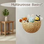 Hanging Wall Basket, Handwoven Water Hyacinth Scalloped Basket, Decorative Wall Organizer and Planter for Entryway Mail Plants Bathroom, Natural Color, 16" D x 10" W x 7" H, 2 Pack - Image 6