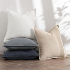MIULEE Neutral Cream/Gray Boho Linen Pillow Covers 18x18 Inch Pack of 4 - Image 5