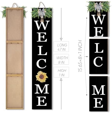 Interchangeable Welcome Sign for Front Porch Standing 47"X8", Black - Image 3
