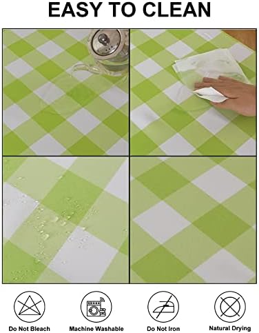 Cupuamon 2 Pack Waterproof Polyester Fabic Square Checkered Tablecloth，54x54 Outdoor Table Cloth，Oil Stain Prevention Table Cloth for Pinics and Parties（Emerald and White） - Image 3