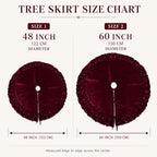 Christmas Tree Skirt, Wine Red Velvet with Ruffled Pearl 60 Inch - Image 4