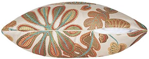Mika Home Set of 2 Jacquard Tropical Leaf Pattern Throw Pillow Covers Decorative Pillowcase 20X20 Inches,Teal Cream - Image 5