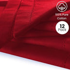 Hemstitch Cloth Dinner Napkins Cotton Set of 12 - Soft Durable Washable - Ideal for Farmhouse Parties Wedding Christmas Easter - Perfect Everyday Use Table Cloth Napkins 18x18 Red - Image 2