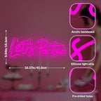 Lets Partea Neon Signs for Wall Decor Light Up Sign Lets Partea Neon Light Sign for Tea Party Decorations Dimmable Tea Led Signs for Bedroom Wall Tea Room Princess Tea Party Decorations Gift - Image 2