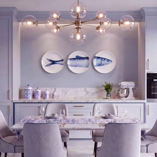 Hicarer 3 Pcs Wall Plates Decor Coastal Blue White Ceramic Fish Wall Art - Image 2