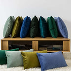 JUSPURBET 28x28 Euro Velvet Throw Pillow Covers Set of 2,Army Green - Image 3