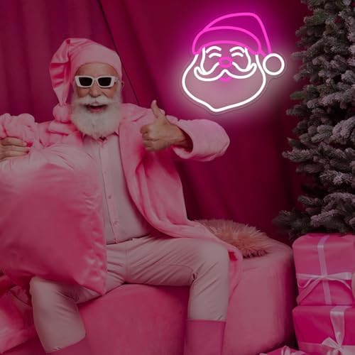 Christmas Neon Sign Pink Santa Neon Sign for Wall Decor Pink Christmas Decor Santa Claus Led Sign Xmas Neon Light Up Signs for Window Bedroom Holiday Door Party Home Winter Decoration Gift - Image 7