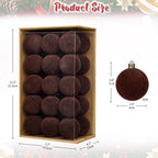 30PCS Velvet Christmas Ball Ornaments Set, 2.36" Shatterproof Baubles for Christmas Tree Decorations, Hanging Baubles with Soft Velvet Finish for Thanksgiving Holiday Party Décor, Dark Brown - Image 2