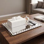 14.8x10.8 Inch Crystal Bead Vanity Tray for Bathroom Decor Silver - Image 5