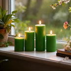 LUSHARBOR Green Flameless Candles, 4 Pack Battery Operated Candles for St. Patrick’s Day, Real Wax LED Fake Candles for Spring Decor Party Centerpiece Green - Image 2