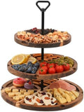 Elegant Charcuterie Boards Three Tiered Acacia Cheese Board and Cupcake Stand with 360° Easy-to-Spin Trays, Perfect for Gatherings, Housewarming Gifts, Celebrations, and Daily Usage. (30x25x20 cm) by Unknown