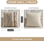 ANRODUO Boho Decorative Pillow Covers Dark Brown Stripe 20x20 Pack of 2 - Image 6