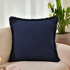 ZWJD Pillow Covers 20x20 Set of 2 Navy Throw Pillow Covers with Fringe Chic Cotton Decorative Pillows Square Cushion Covers for Sofa Couch Bed Living Room Farmhouse Boho Decor - Image 2