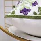 Set of 2 Embroidered Decorative Throw Pillow Covers Couch Square Pillowcases Cushion for Bedroom Sofa Farmhouse Decor 18x18 Inch (Purple Floral) - Image 6