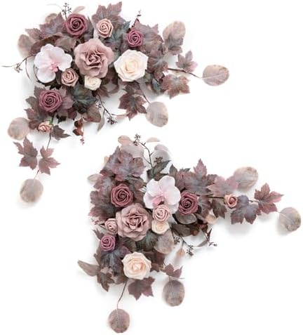 Ling's moment 2PCS Artificial Floral Swags, Dusty Rose & Mauve by LingsMoment